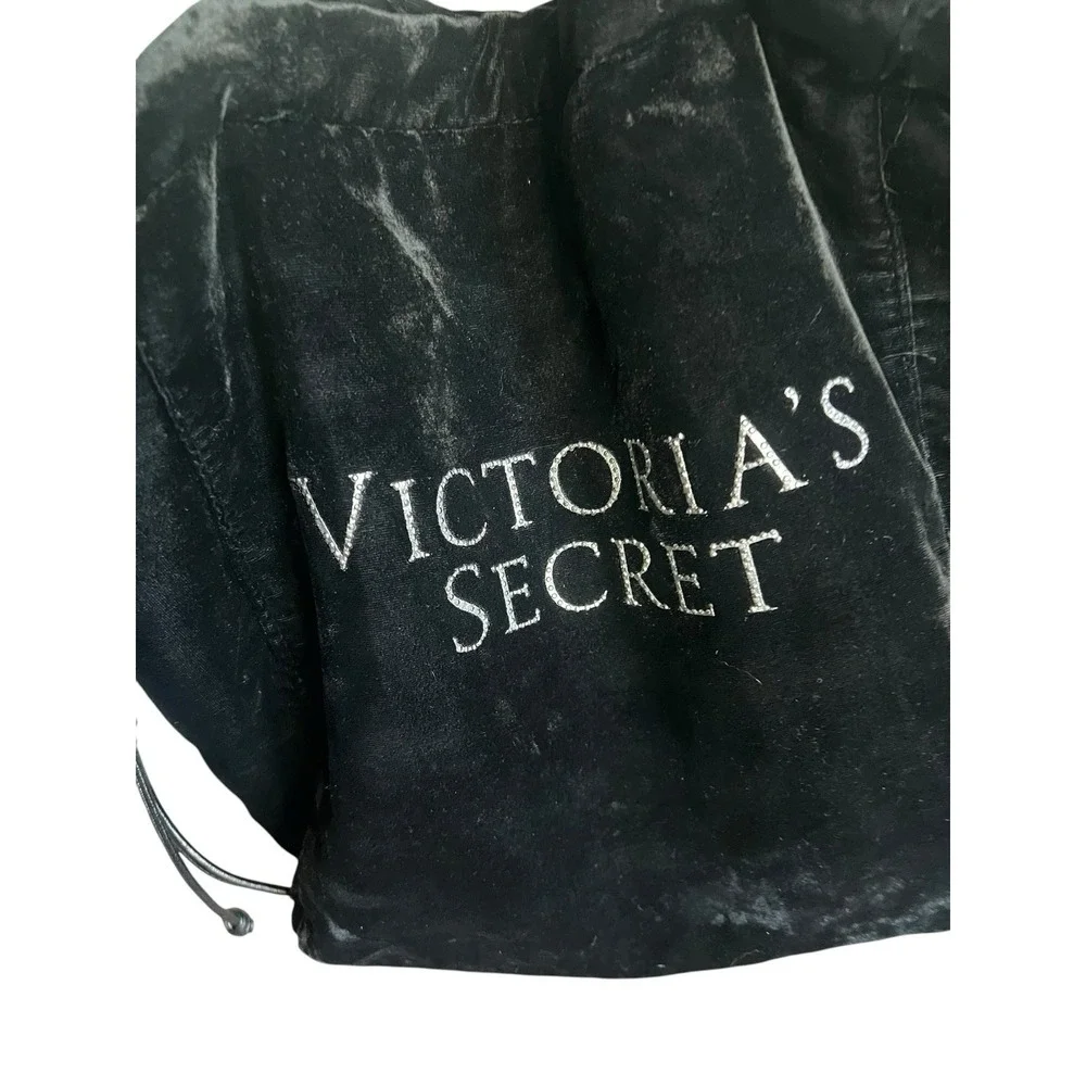 Victoria's Secret Black Velvet Drawstring Tote Bag